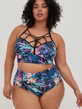 Torrid Sz 4 Strappy Dreamy Tropical Bikini Swimsuit